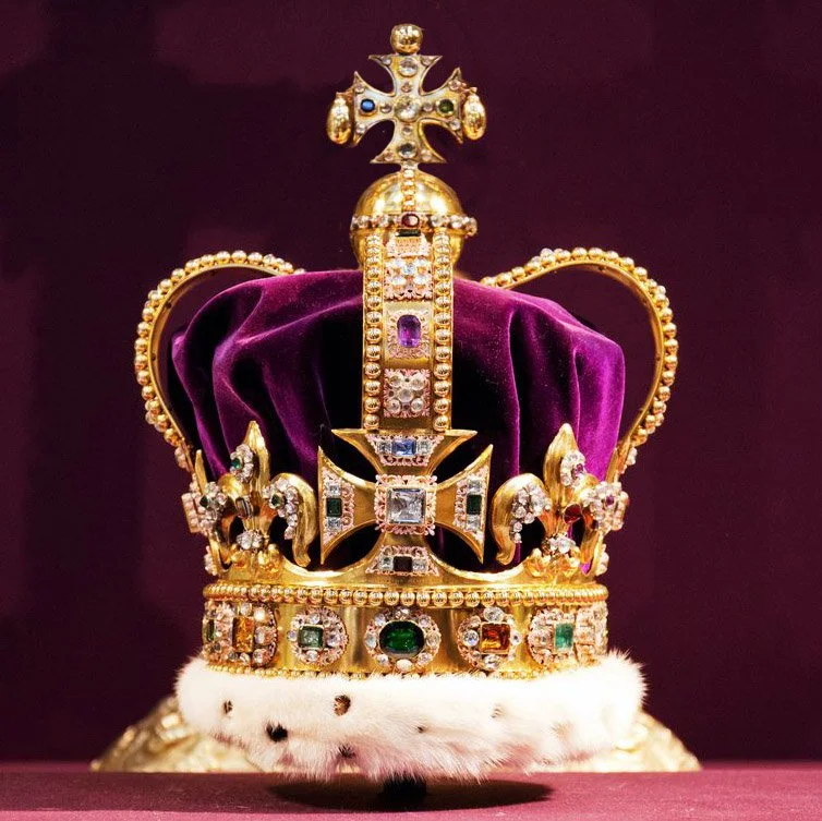 British crown with Tyrian purple mantle