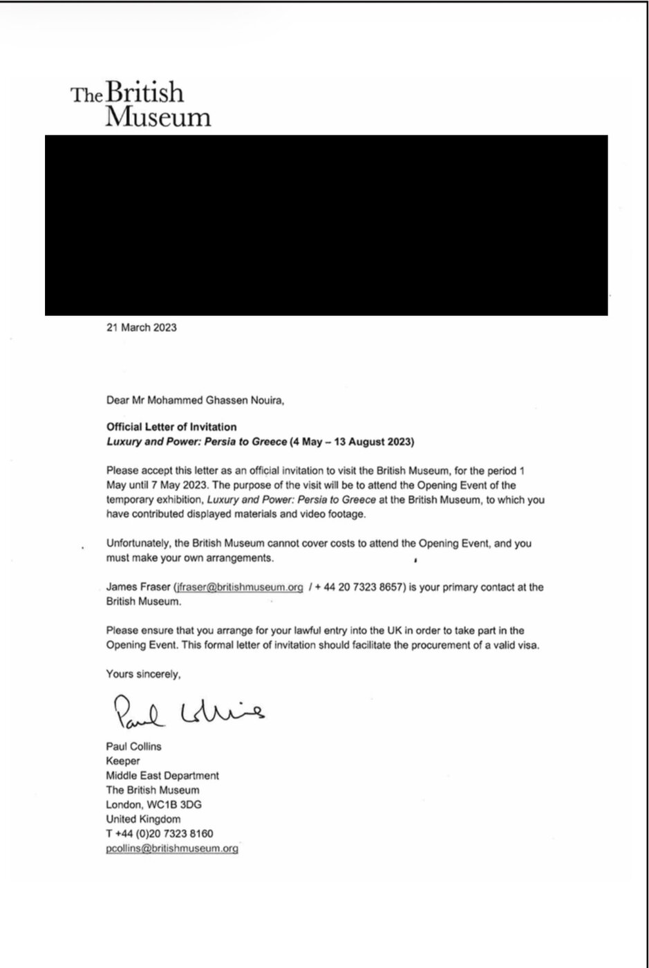 Letter from The British Museum