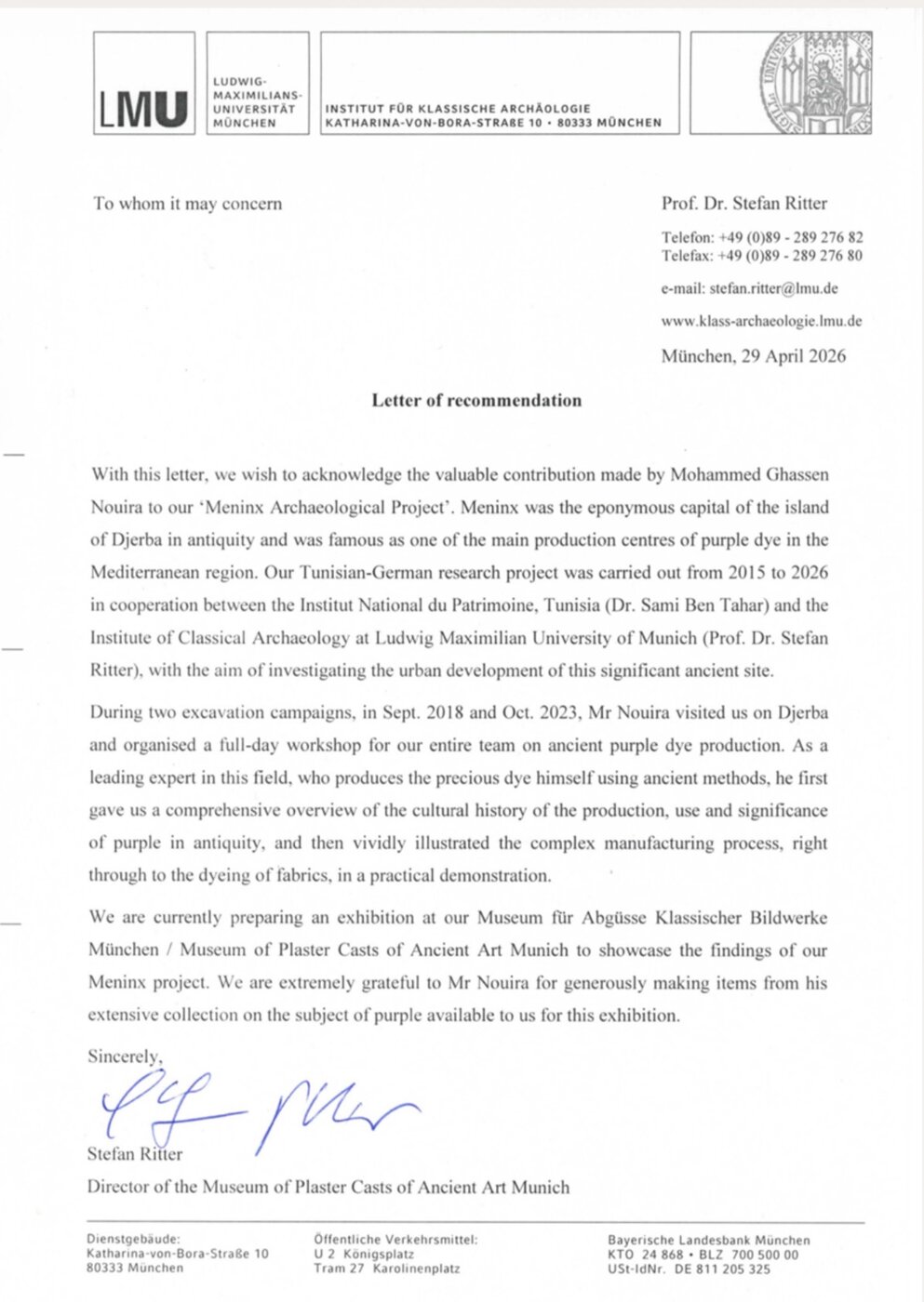 Letter from LMU Munich
