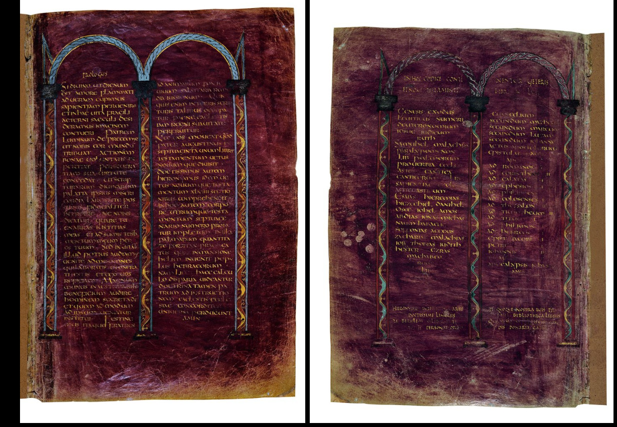 Purple-dyed manuscript with gold script